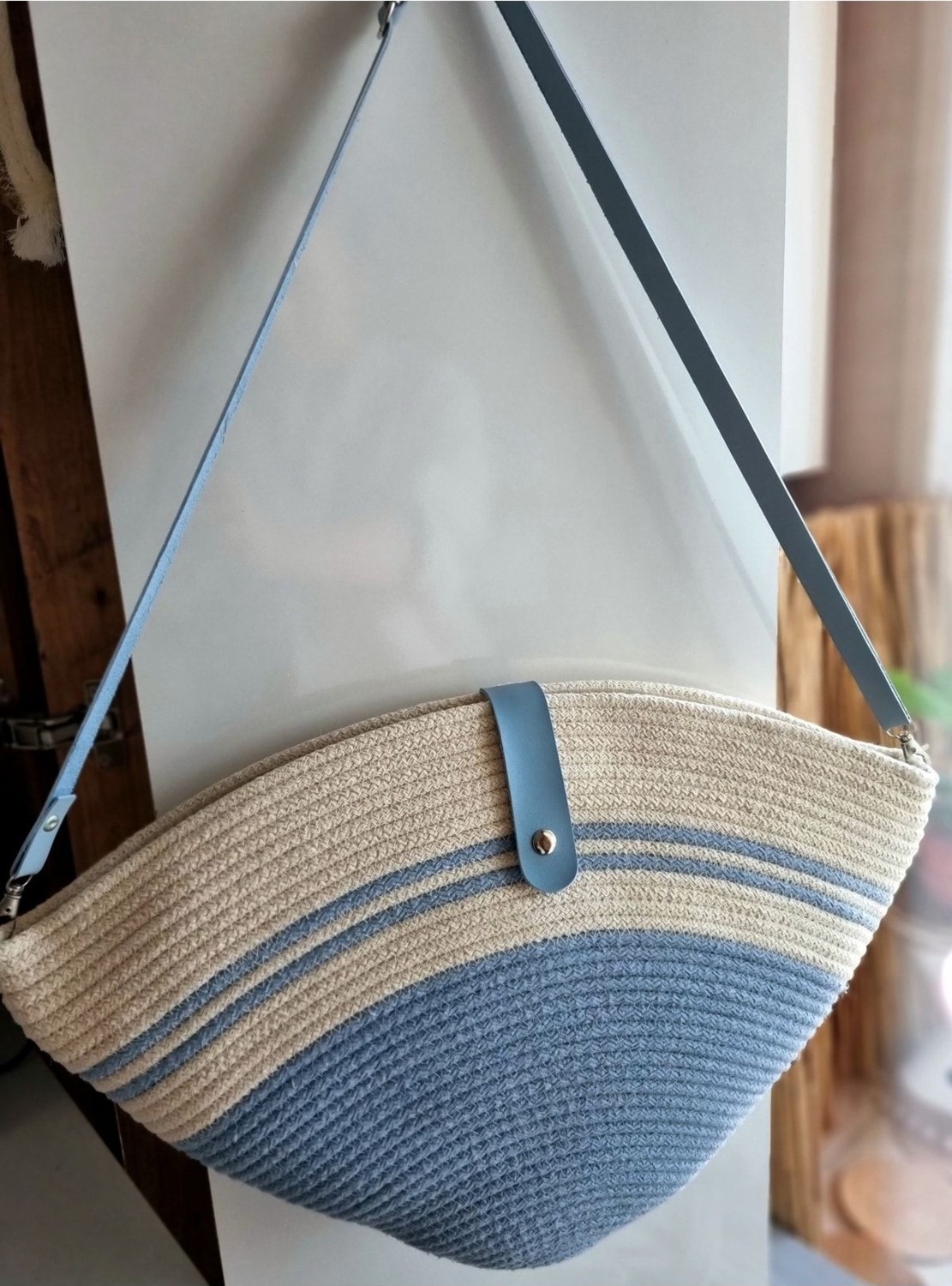 Zuviel Deco El Yapımı Mavi Astarlı Plaj Çantası, Günlük Çanta Mavi / Tek Ebat / Tek Ebat görsel 2
