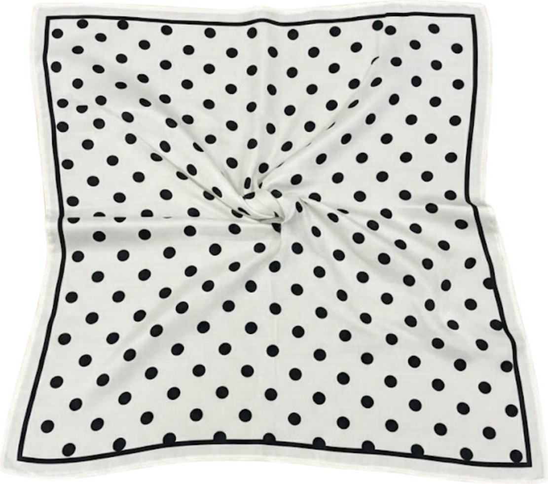 Tarzını Seç Beyaz Puantiyeli Fular Bandana Estascarf 48X48 cm görsel 4