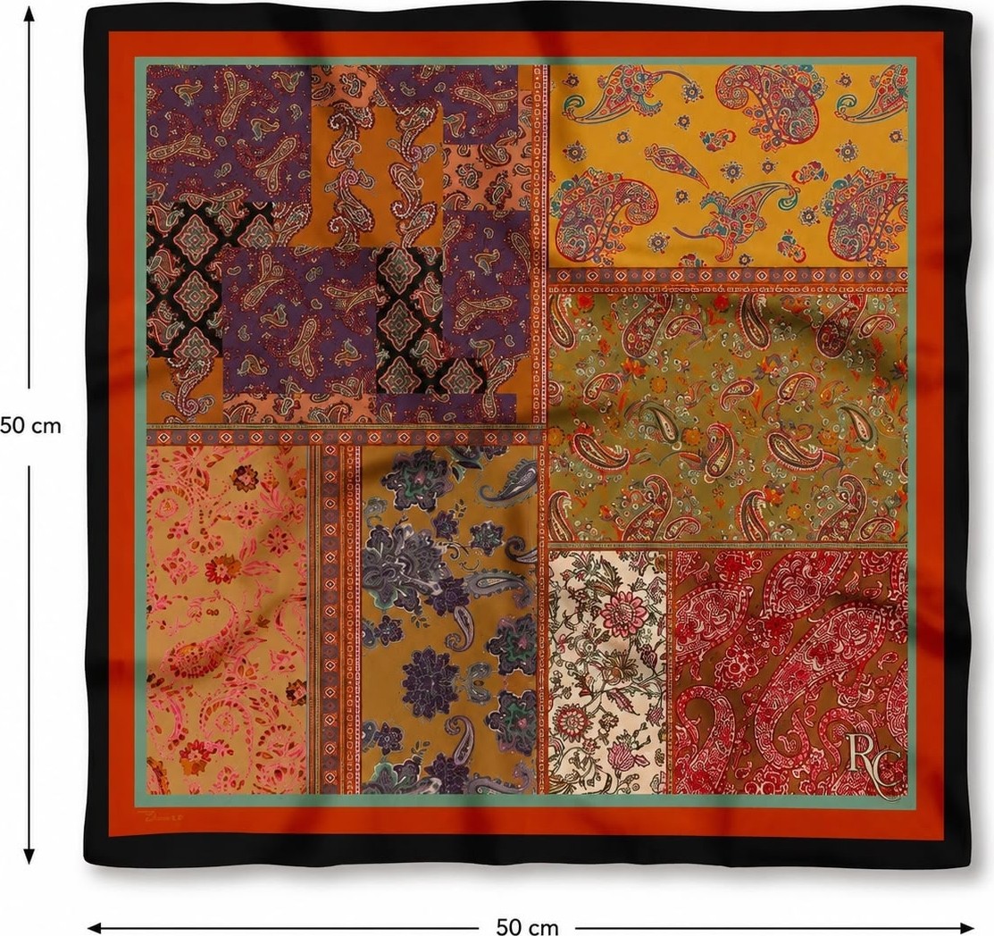 Revam Collection Etnik Desen Bandana Fular Şal 50X50 görsel 3