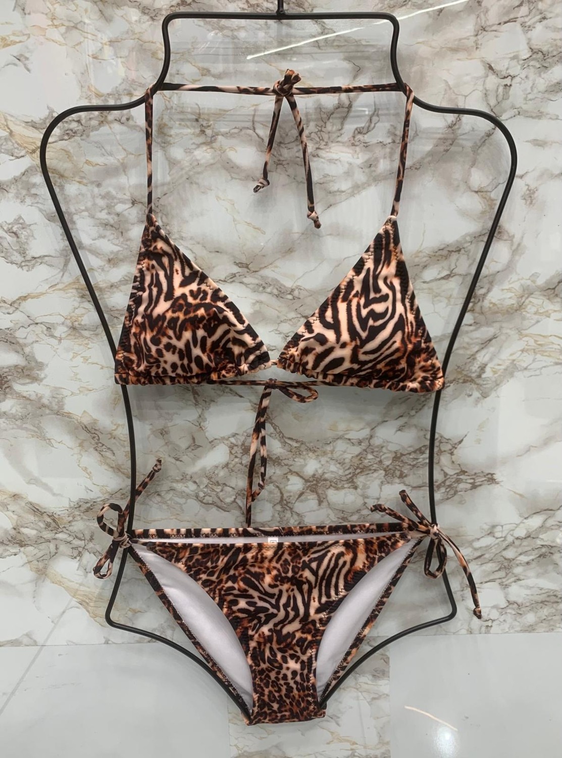 Xorvio Kadın Üçgen Bikini Takım Likralı Esnek Yandan Boyundan Bağlamalı Şık Ipli