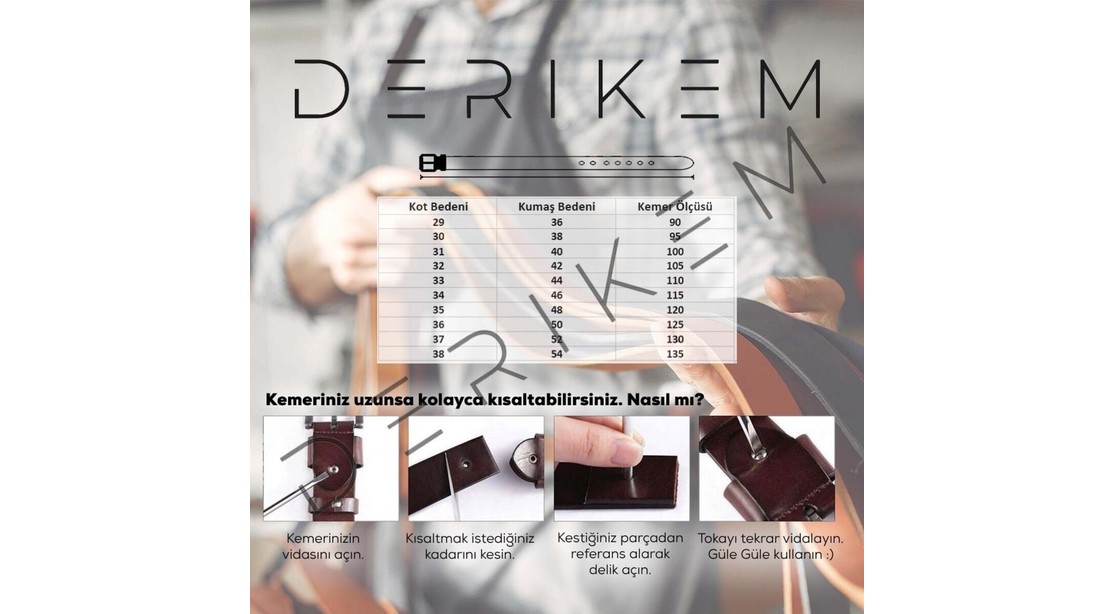 Derikem %100 Hakiki Deri Erkek Kemer Siyah Tokalı 4cm görsel 3