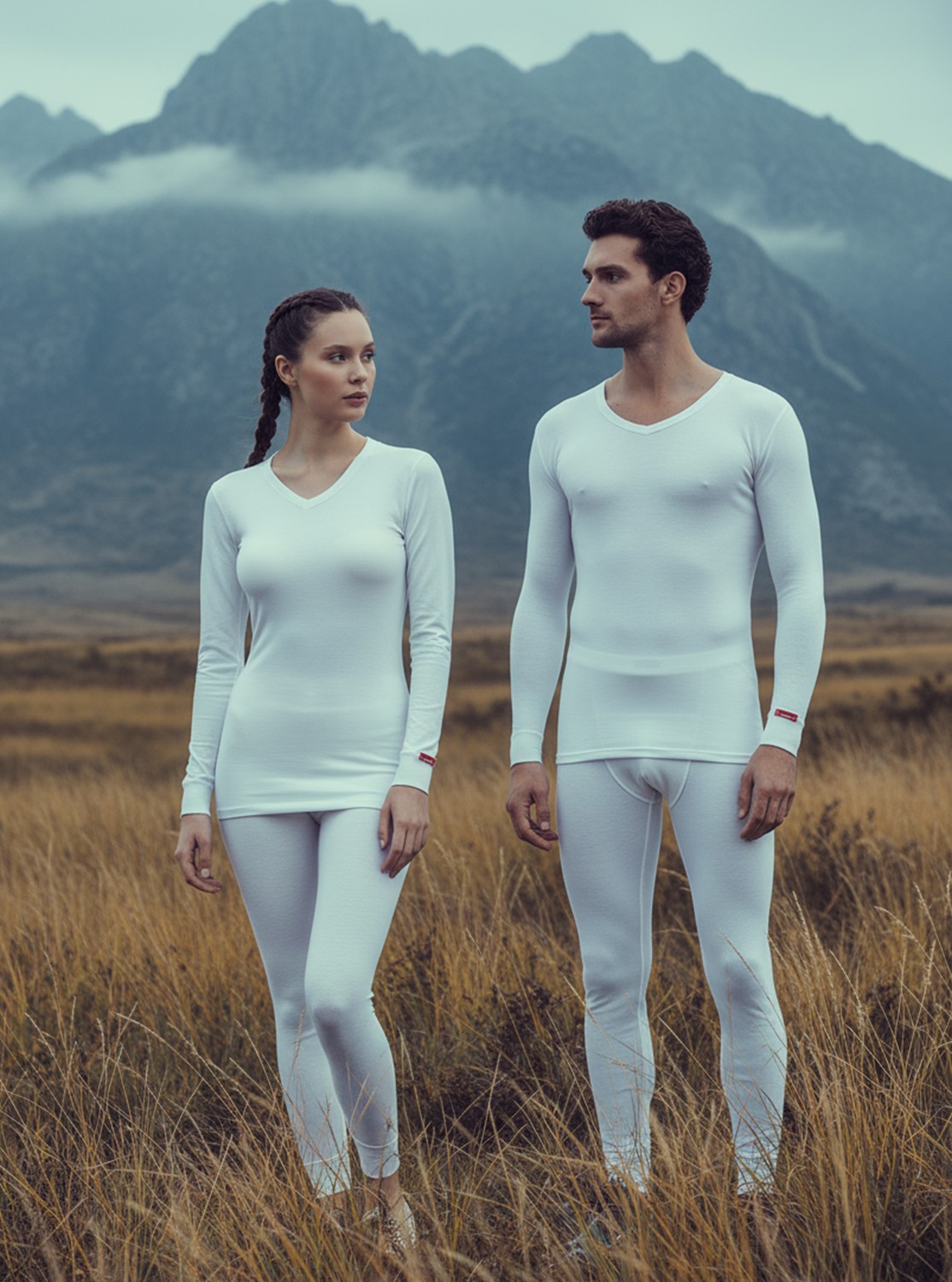Blackspade Unisex Termal Içlik V Yaka Uzun Kollu Beyaz - Isı Tutucu Kışlık Iç Giyim 1257