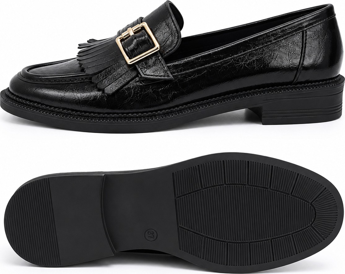 Patron Shoes Kadın Püsküllü Tokalı Loafer Ayakkabı Günlük Şık Klasik Model görsel 2