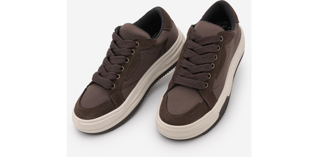 Marjin Kadın Sneaker Kalın Taban Bağcıklı Spor Ayakkabı Sifaz Siyah görsel 3