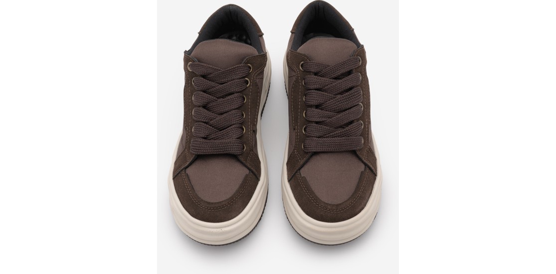 Marjin Kadın Sneaker Kalın Taban Bağcıklı Spor Ayakkabı Sifaz Siyah görsel 5