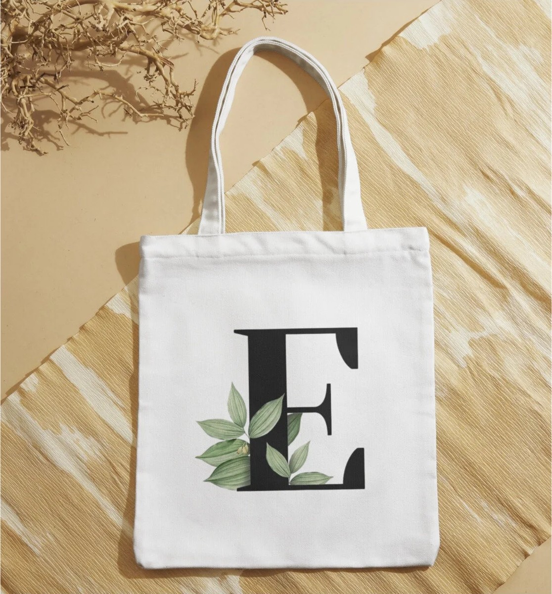 Alpşan Ticaret E Harfli Tasarım Çanta (Istediğiniz Harfli Belirtmeniz Yeterli) Pinterest Retro Unisex Bez Çanta Tote Bag, Shopper Bag