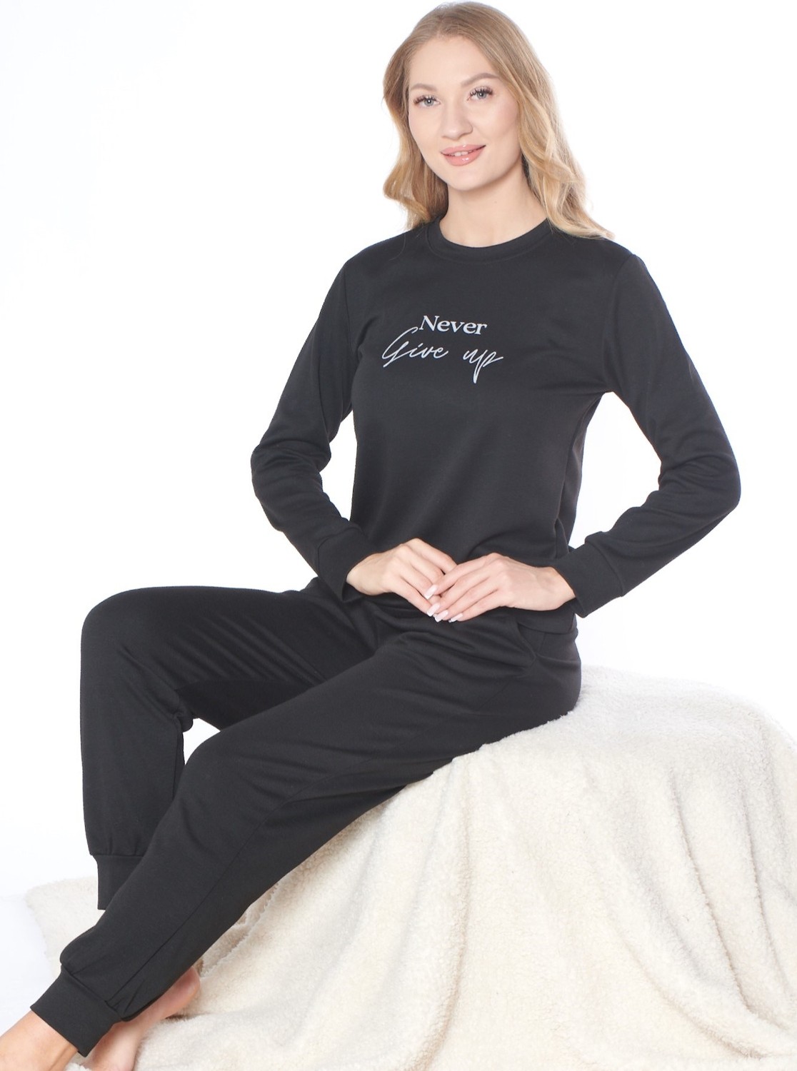 Dowry Kadın Uzun Kollu Pijama Takımı, Rahat Ev Giyim Eşofman Pijama Takım 09-281 görsel 2