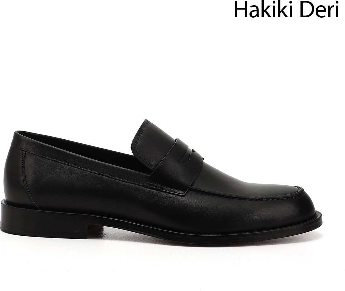 Gönderi(r) Erkek Siyah Kösele Taban Hakiki Deri Loafer Ayakkabı