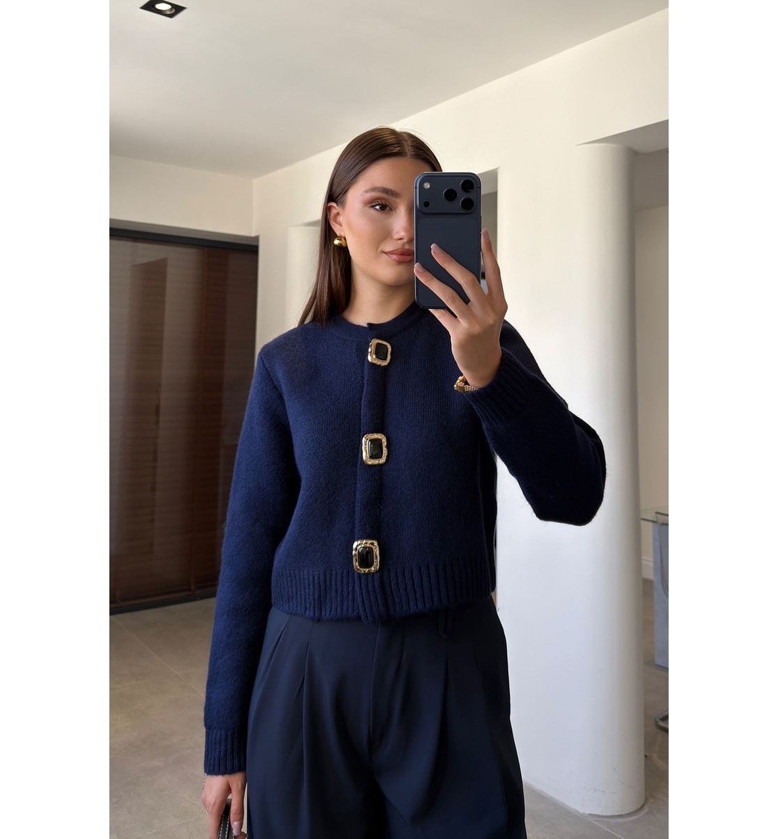 Magarde Premium Yeni Sezon Önü Düğmeli Hırka- Haki görsel 8