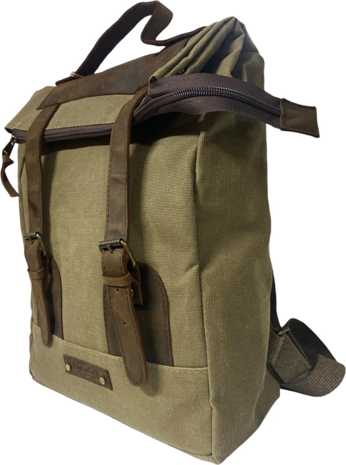 Old Cotton Cargo Vintage Salaş Kanvas Deri Su Geçirmez Design Unisex Gezi Okul Seyahat Kamp Sırt Çantası 28 cm x 37 cm görsel 2