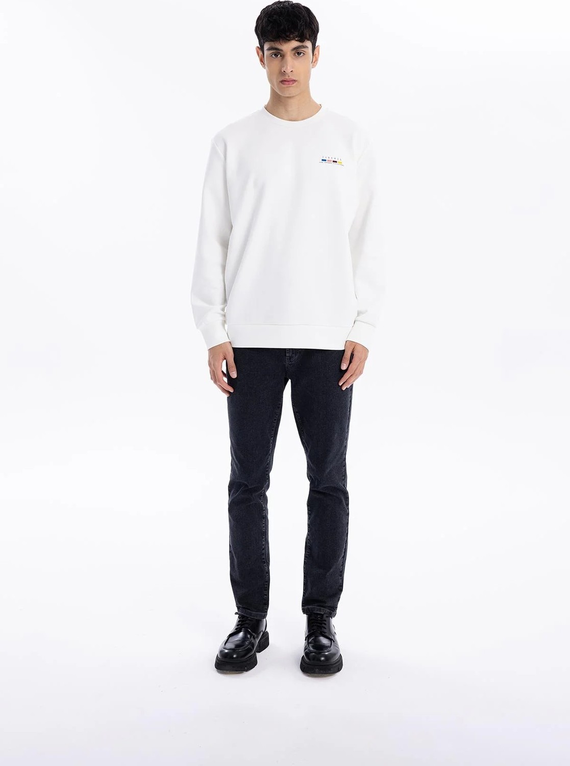 gmg firenze Bisiklet Yaka Slim Fit Baskılı Erkek Sweatshirt görsel 3
