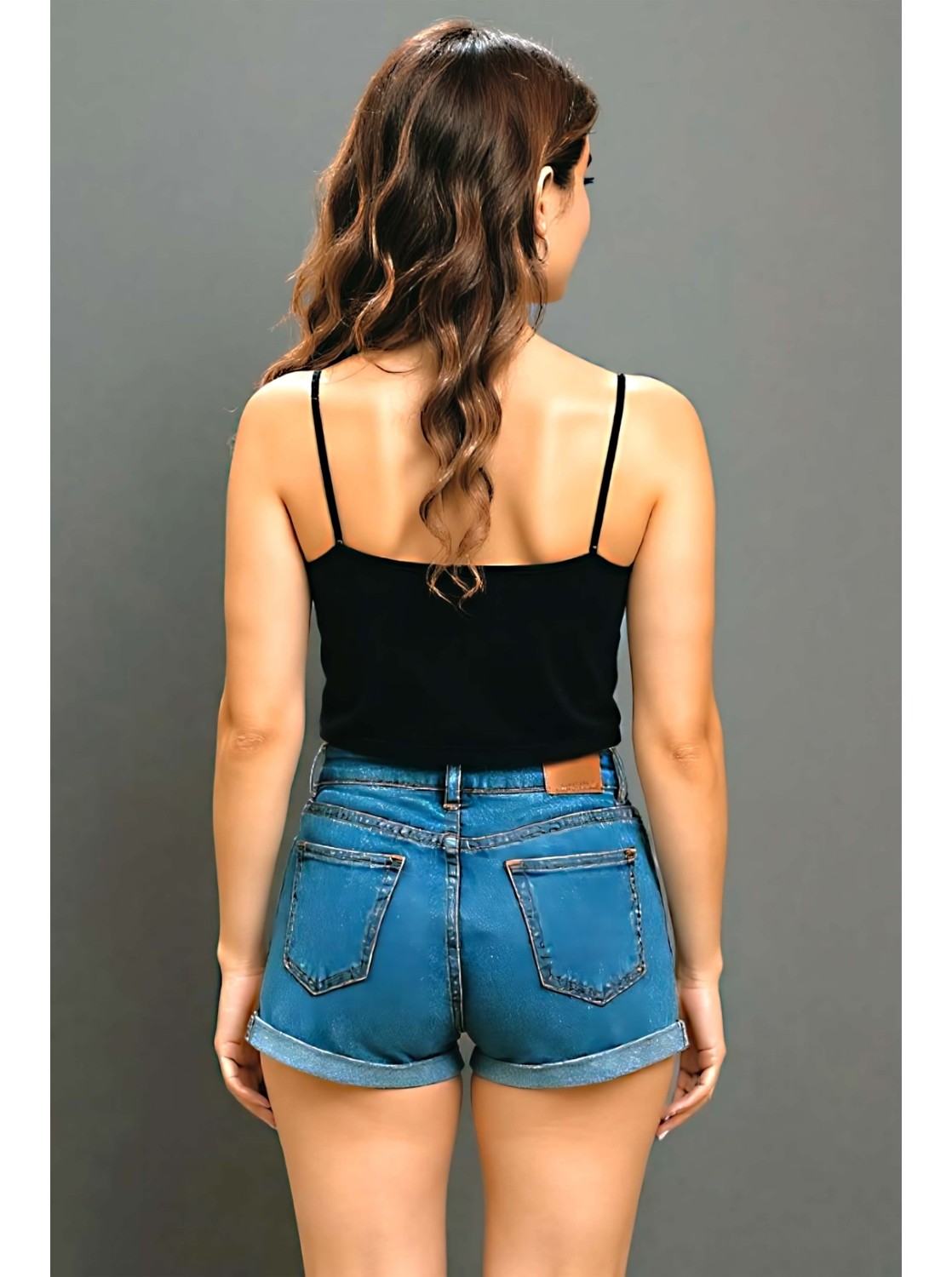 Sedirli Ince Askılı Crop Pamuklu Penye Kumaş Kadın Bluz Büstiyer görsel 5