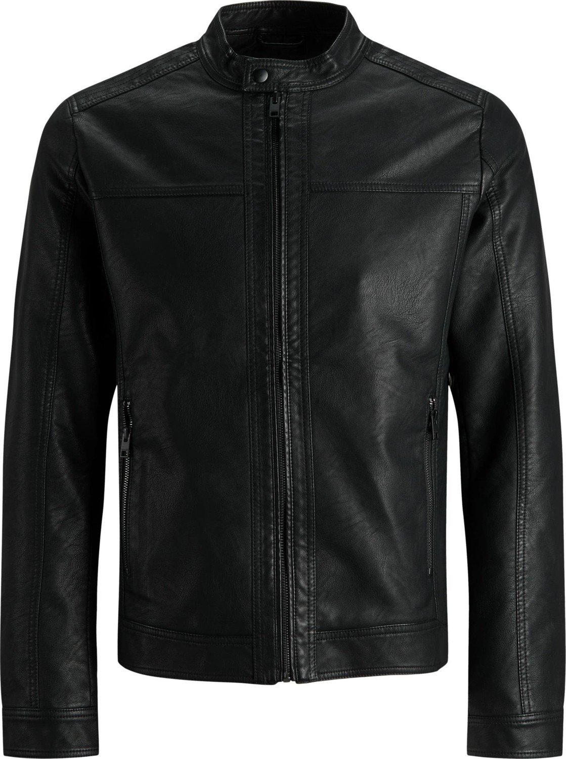 Jack & Jones Jjwarner Erkek PU Deri Mont Siyah Uzun Kol Orta Kalınlık Düz Desenli görsel 3