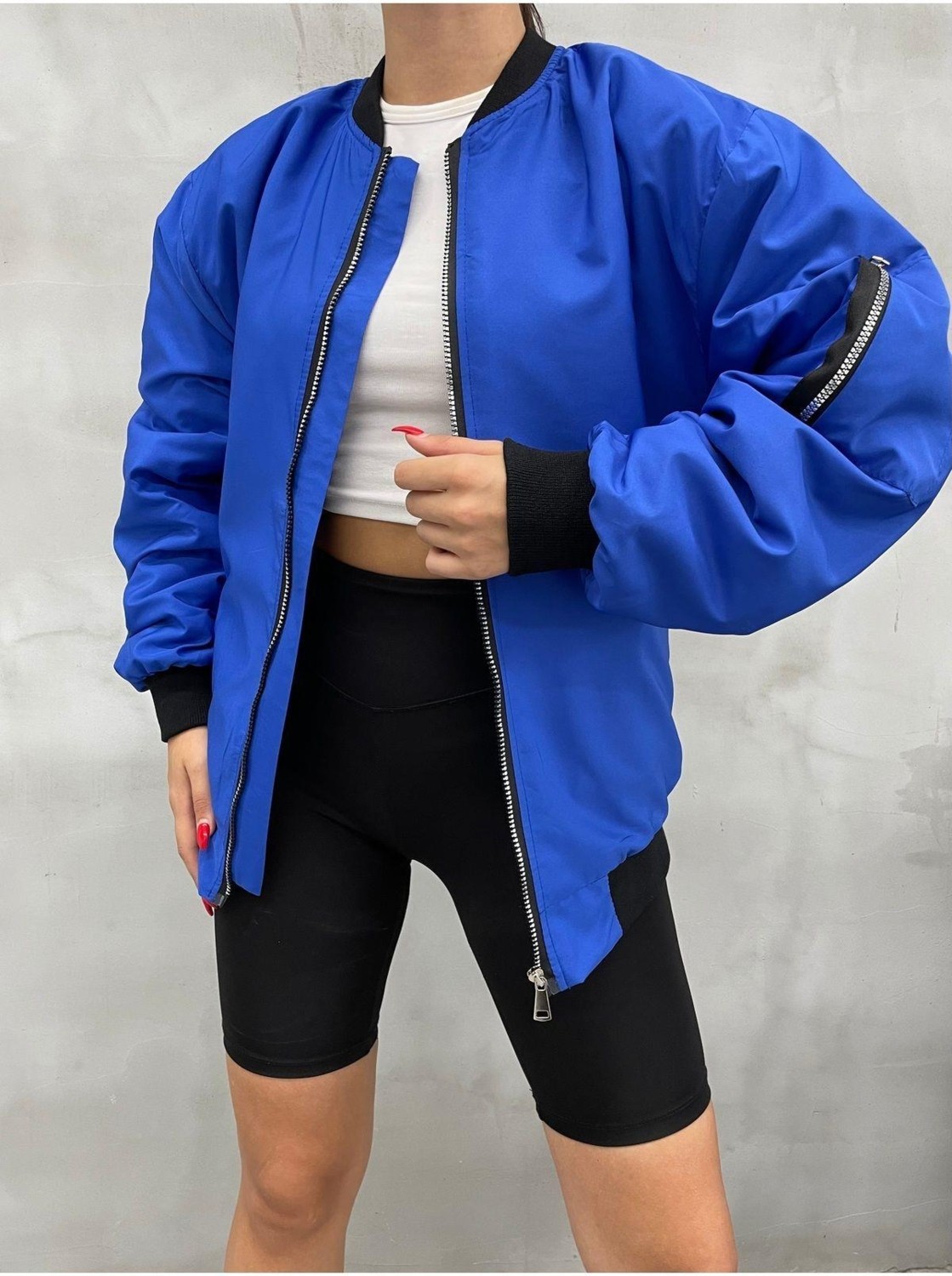 Meecy Unisex Siyah Oversize Bomber Ceket