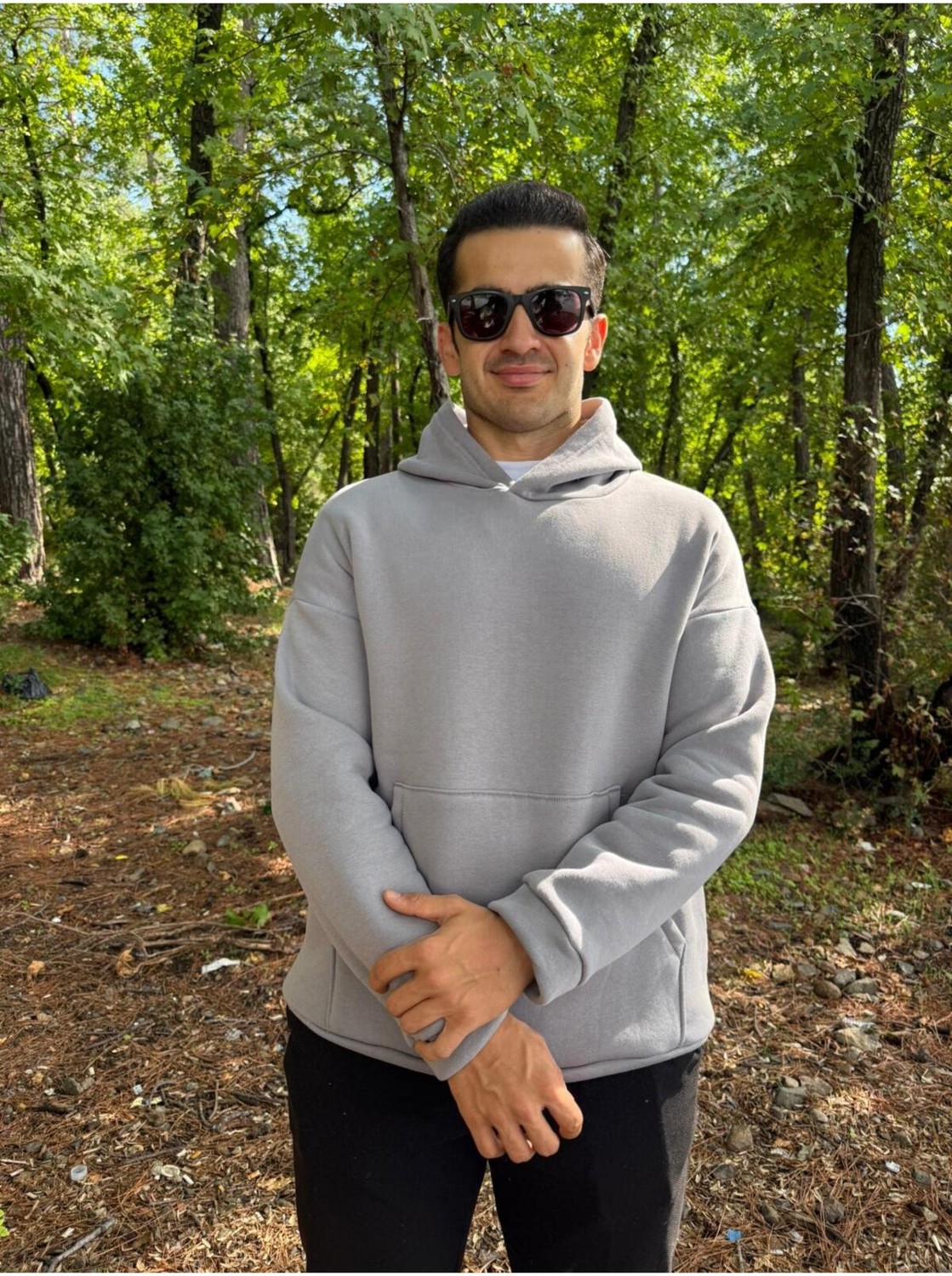 My Butik Erkek 3 Iplik Basic Oversize Kanguru Cepli Kapüşonlu Sweatshirt