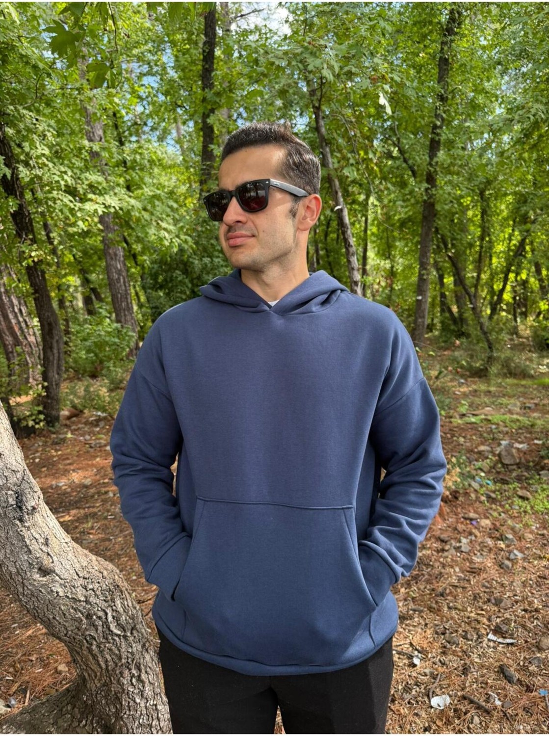 My Butik Erkek 3 Iplik Basic Oversize Kanguru Cepli Kapüşonlu Sweatshirt