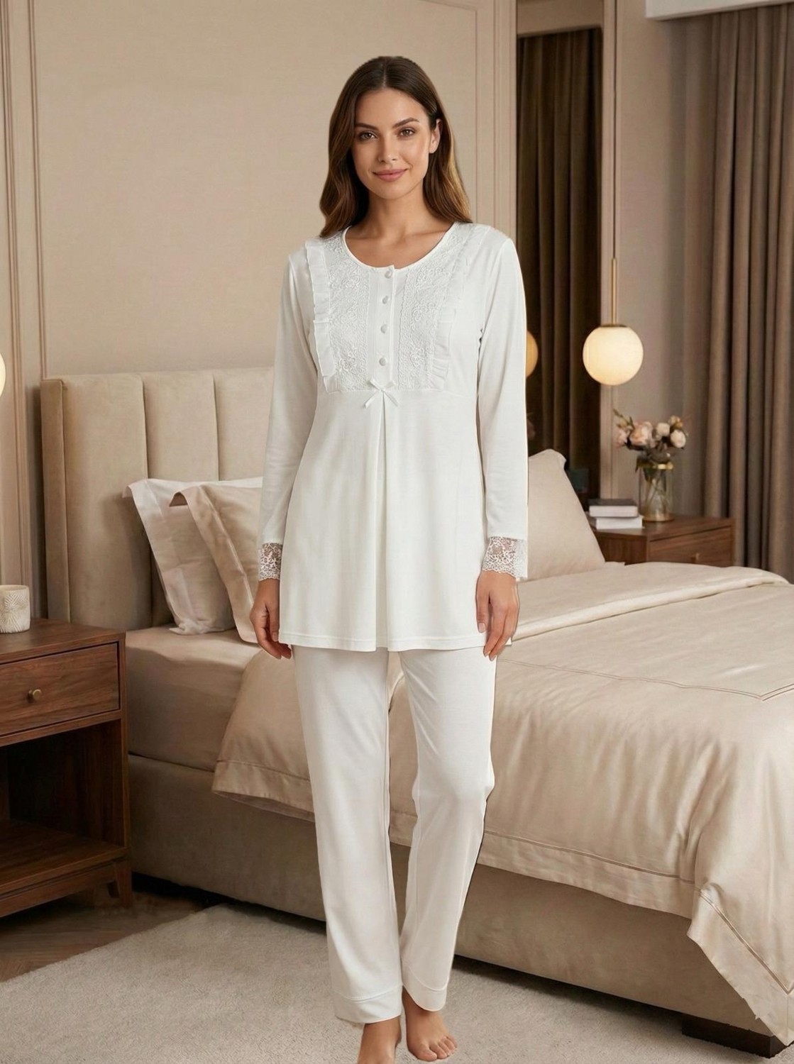 Effort Dvina Effortt Lohusa Pijama Takımı Ekru - 7069