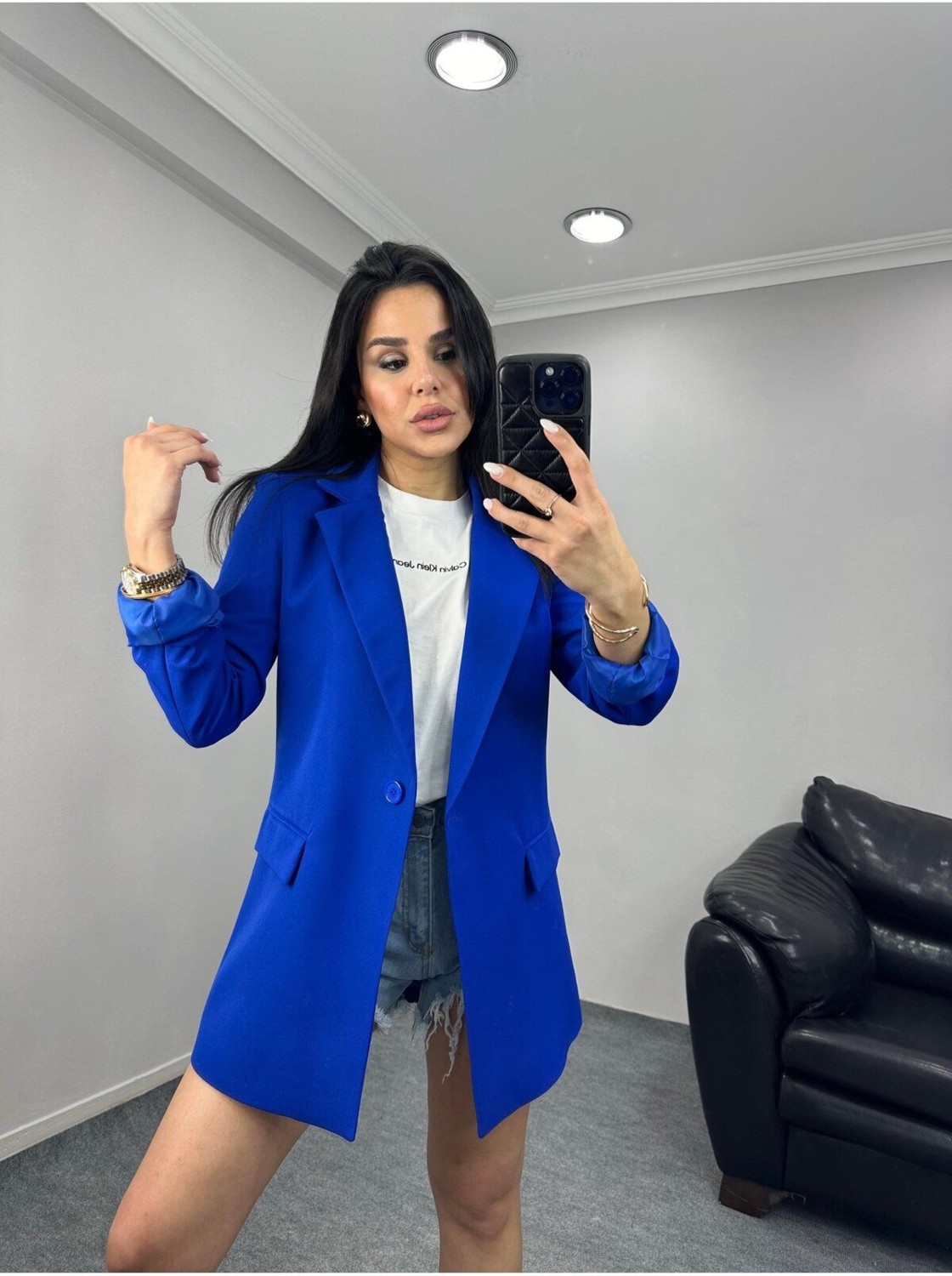 Suxircnhtmts Kadın Tek Düğmeli Blazer Ceket görsel 3