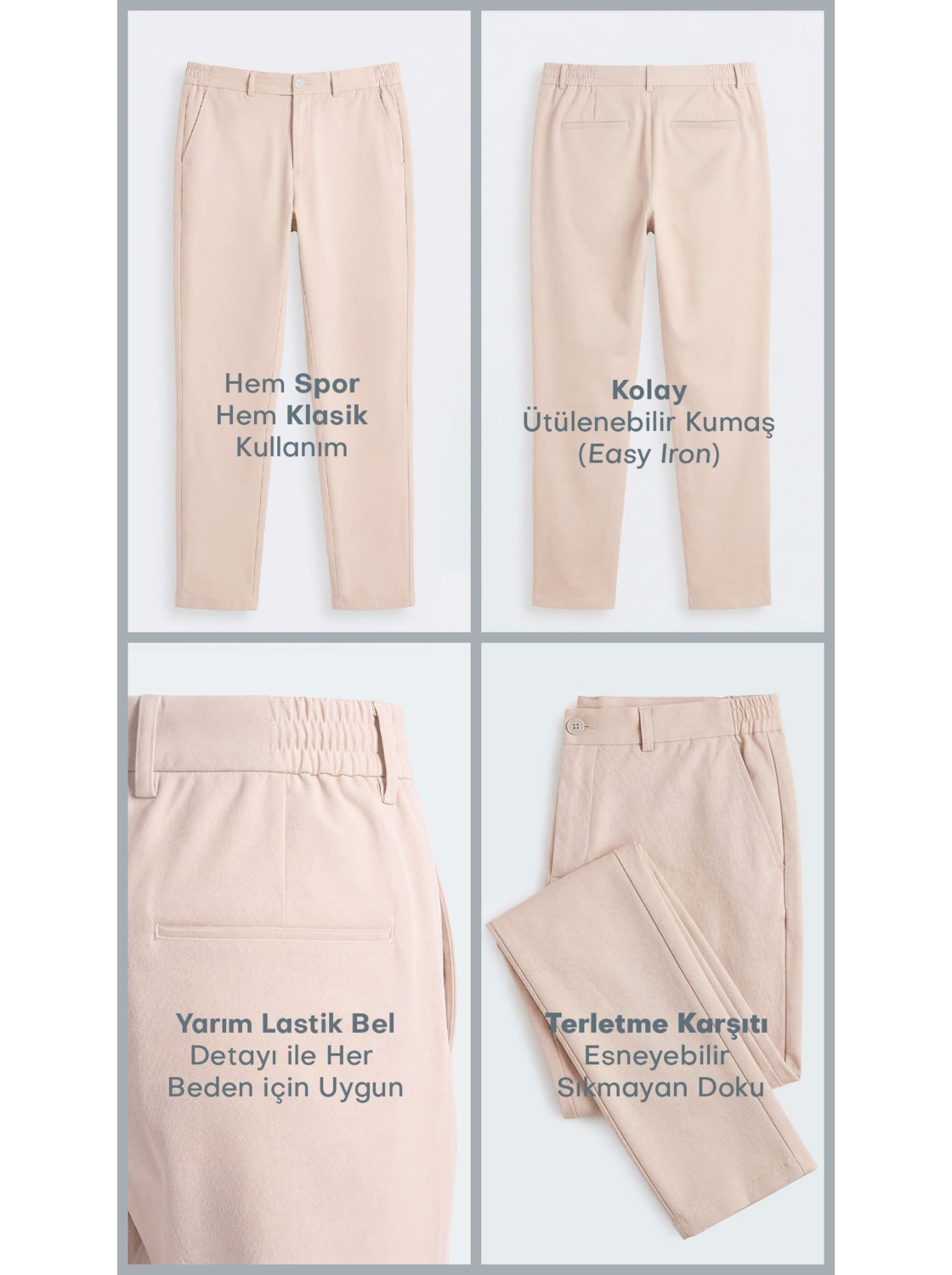Etikmen Spor Klasik Siyah Kolay Ütülenebilir Easy Iron Erkek Pantolon görsel 8