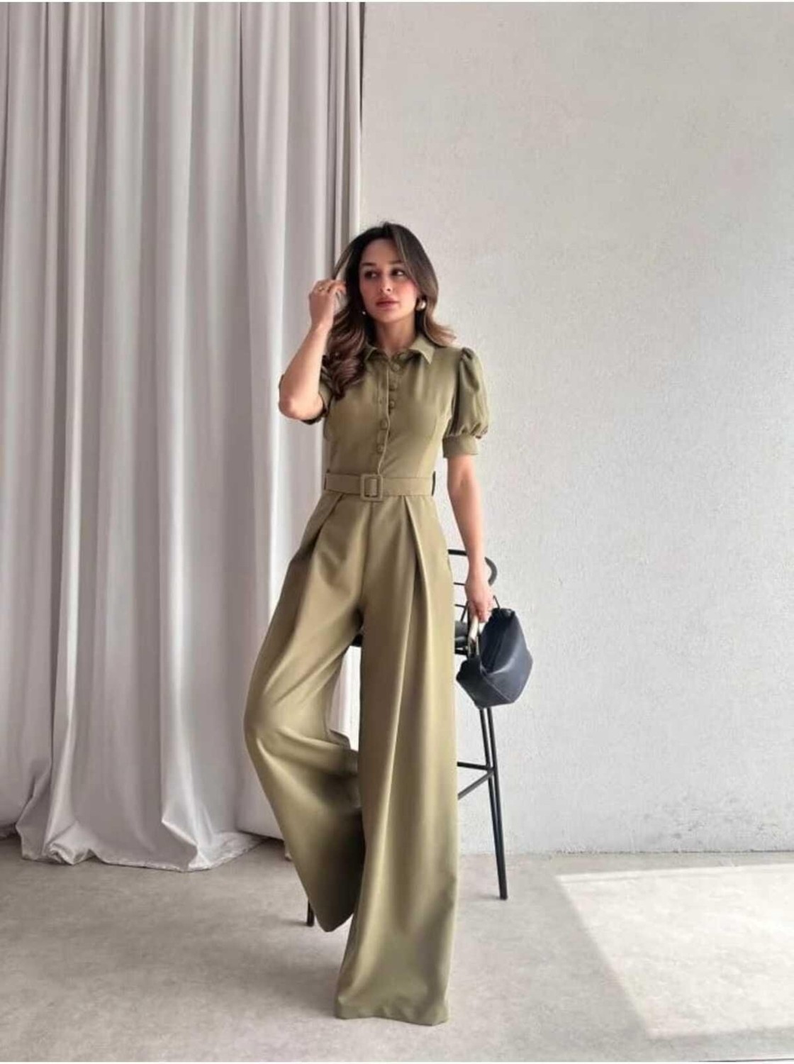 Moda Durağı Steffy Premium Kaliteli Tulum Haki
