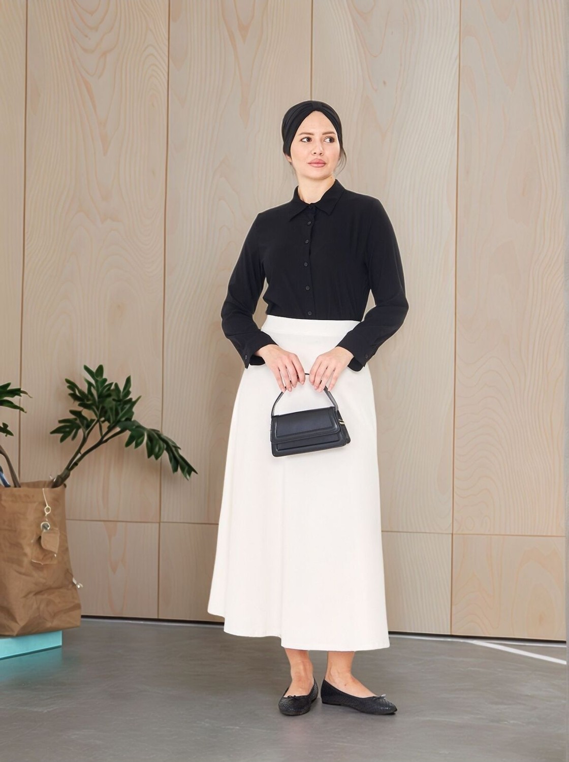 Lesa Wear Dökümlü Puf Kloş Tesettür Etek görsel 3
