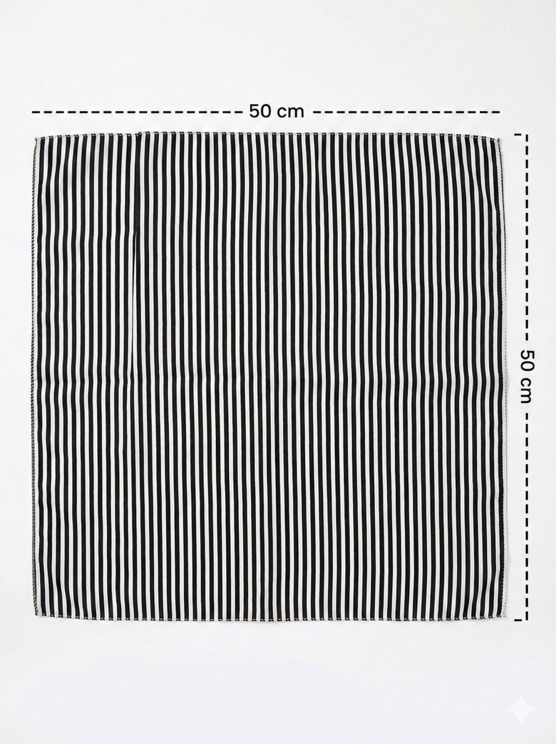 JZ Moda Siyah Beyaz Çizgili Şifon Fular - Kare Boyun Fuları ve Çanta Aksesuarı (50X50CM) görsel 6