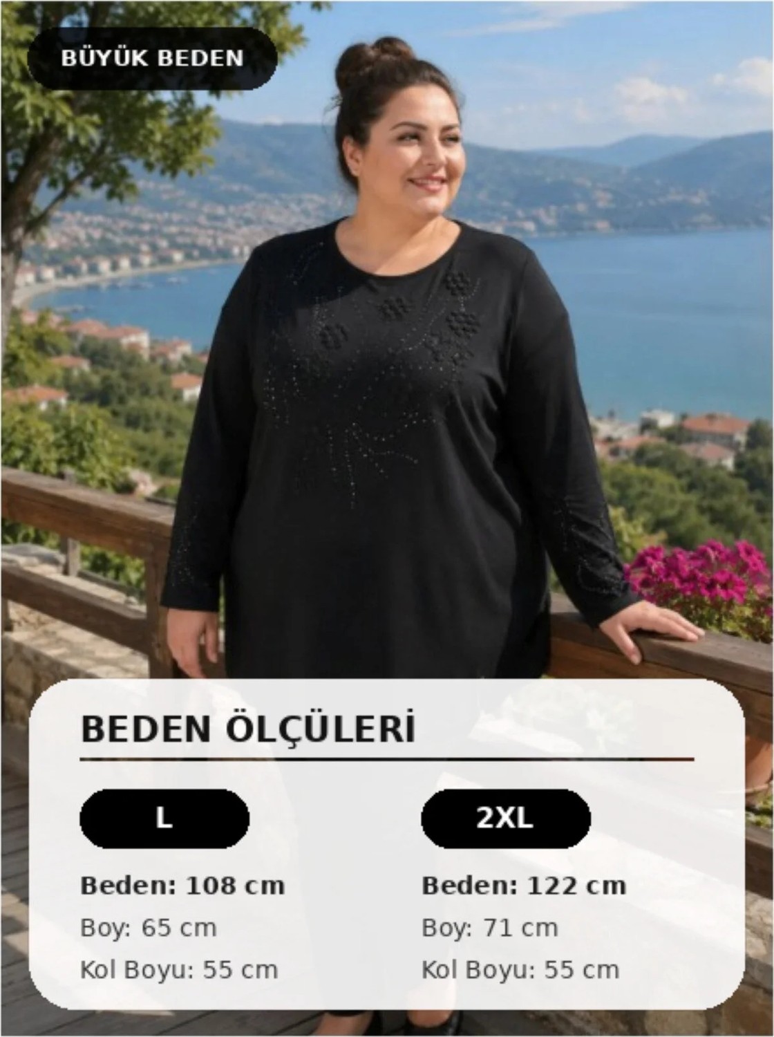 Arpati Siyah Üstü Boncuk Işlemeli Bluz 1 Adet Kaliteli Kullanışlı Şık