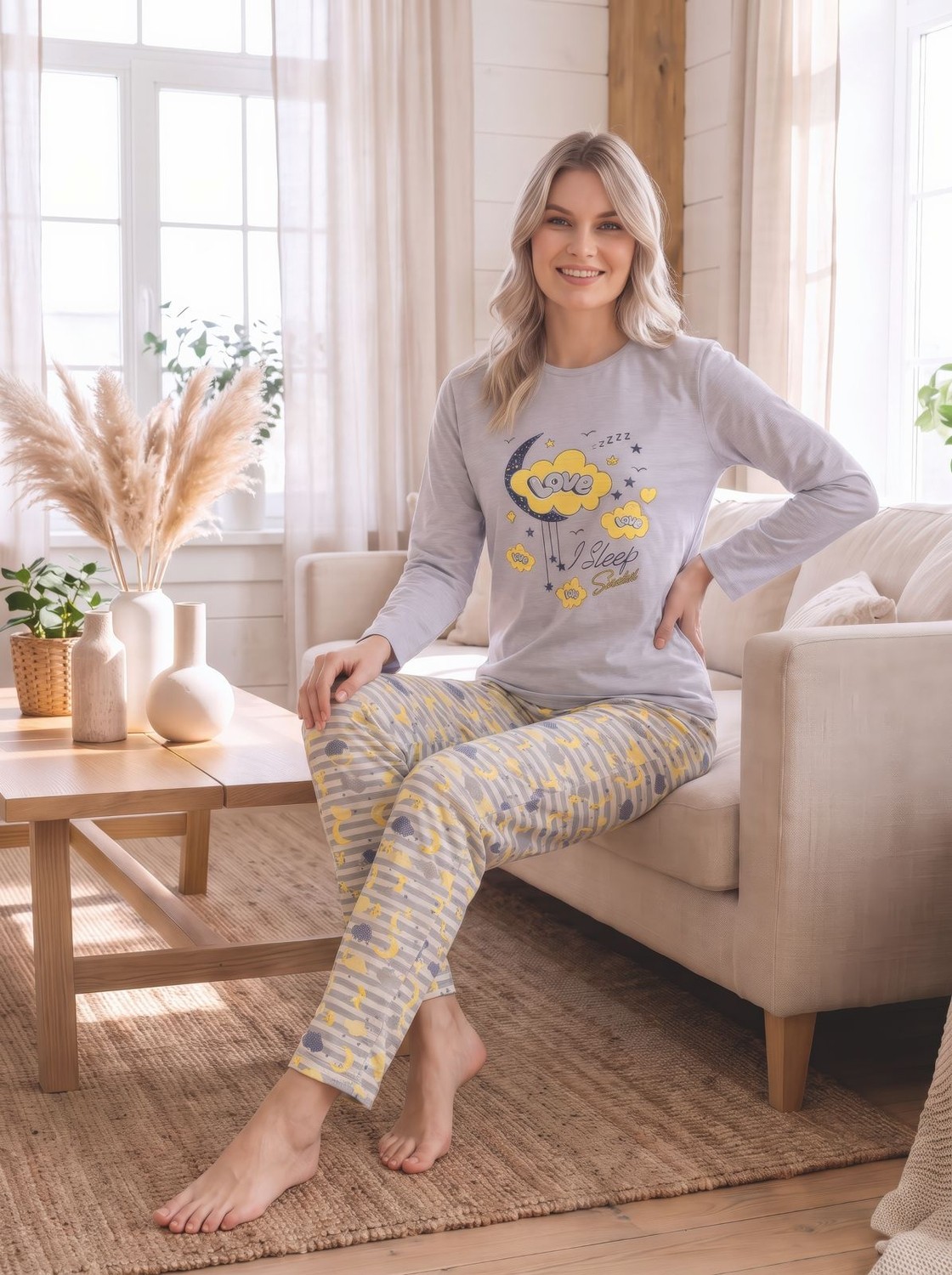Madame Clara Desenli Süprem Uzun Kollu Kadın Pijama Takımı