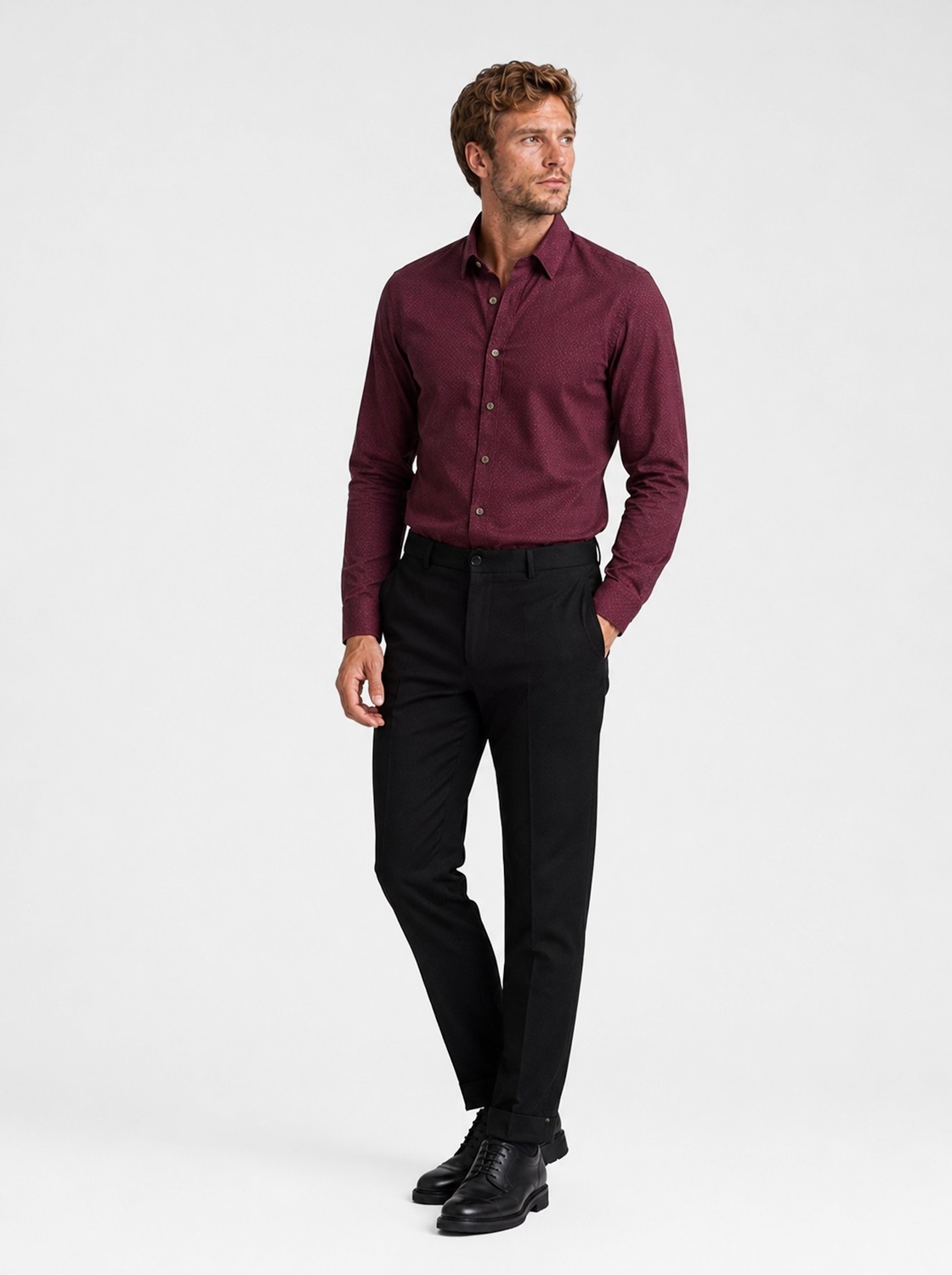 Etikmen indigo Kahve Düğmeli Slimfit Erkek Gömlek