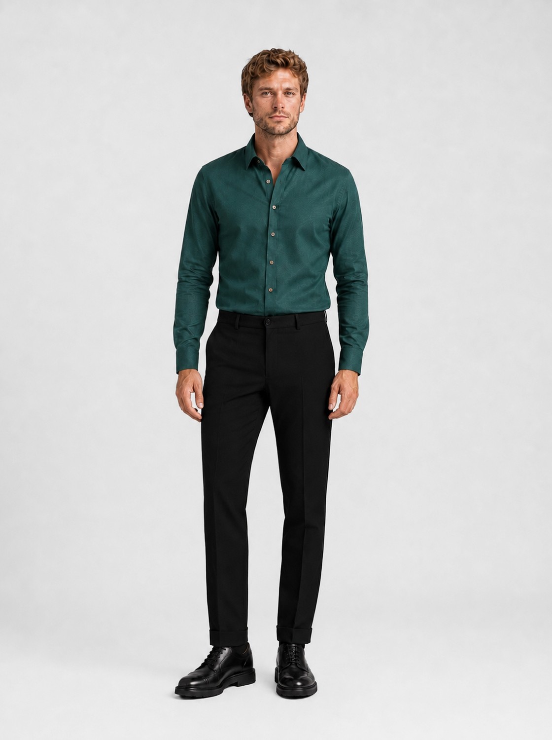 Etikmen indigo Kahve Düğmeli Slimfit Erkek Gömlek