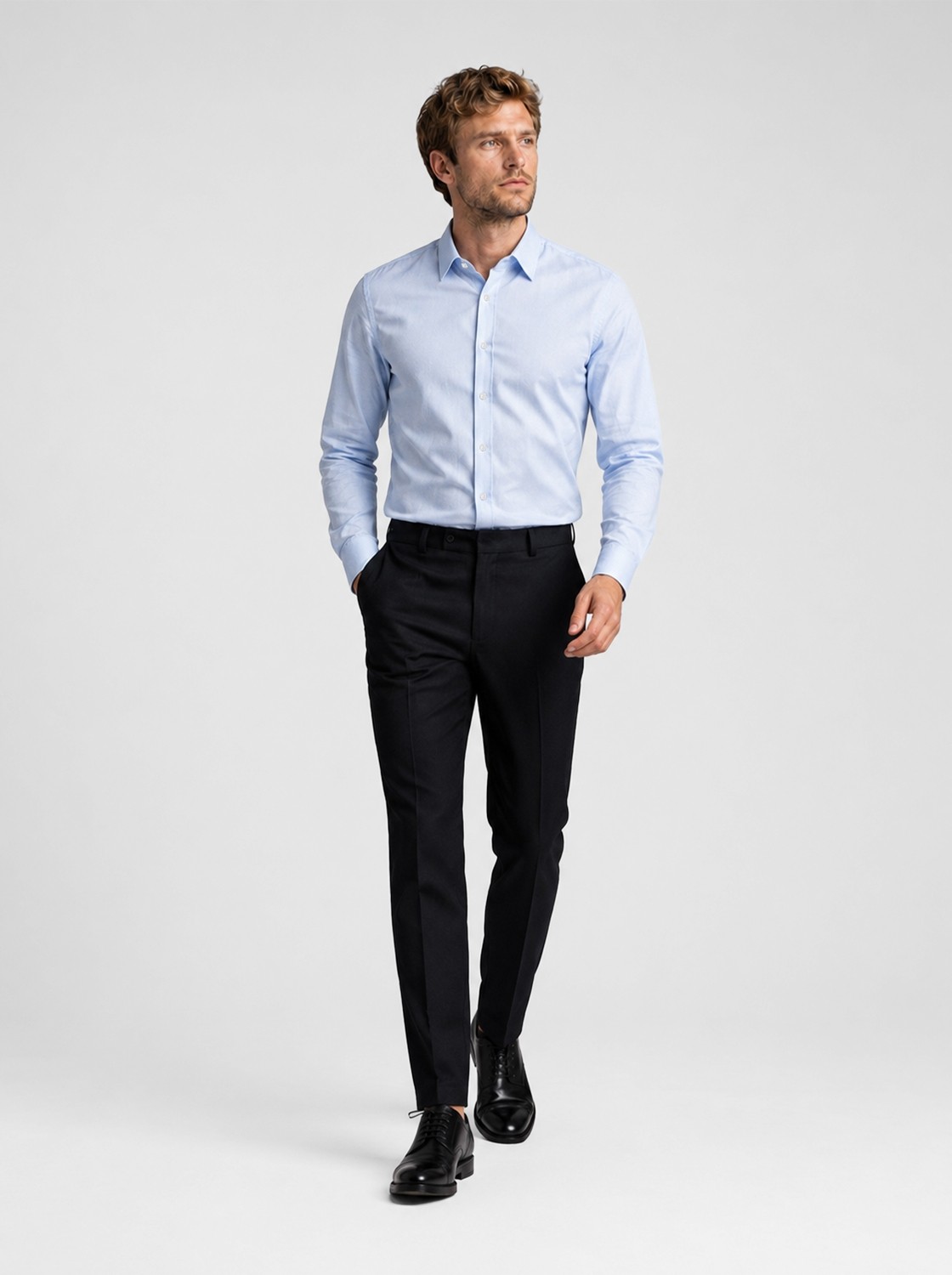 Etikmen Buz Mavi Kare Düğmeli Slimfit Erkek Gömlek