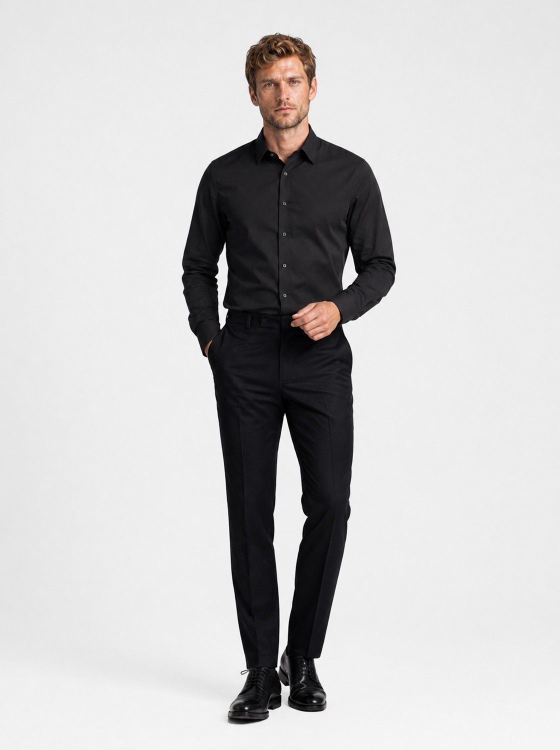 Etikmen Buz Mavi Kare Düğmeli Slimfit Erkek Gömlek