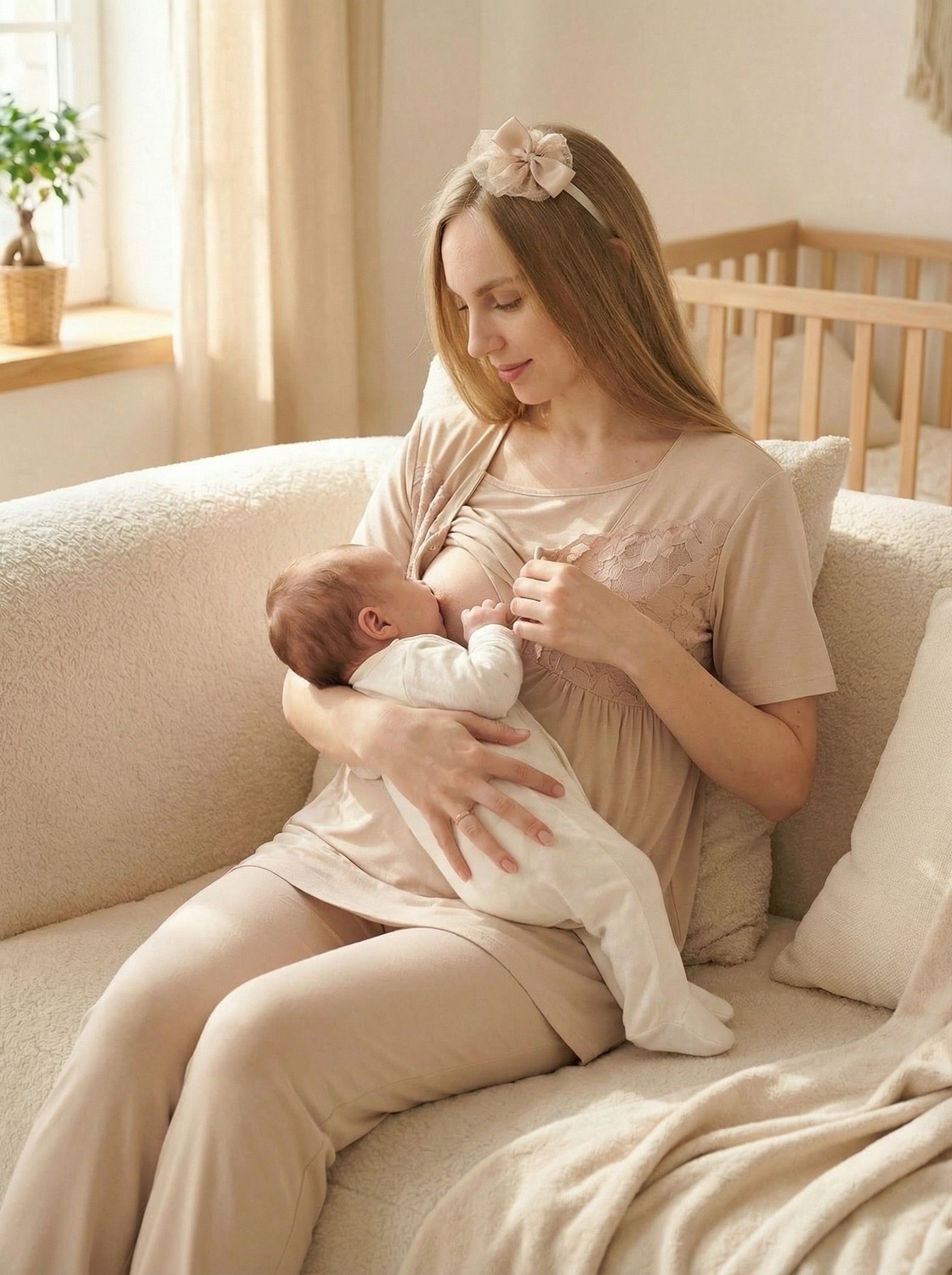 raia Yeni Sezon Nar Çiçeği Yazlık Şık Dantel Detaylı Tasarım Kısa Kollu Düğmeli Hamile Lohusa Sabahlık Pijama Takımı Seti görsel 7