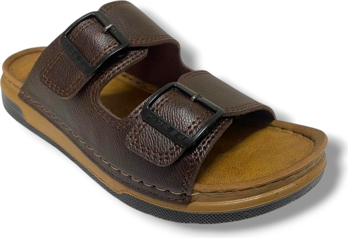 Enova M253-0202-25 Deri Anatomik Soft Çift Bant Erkek Terlik görsel 7