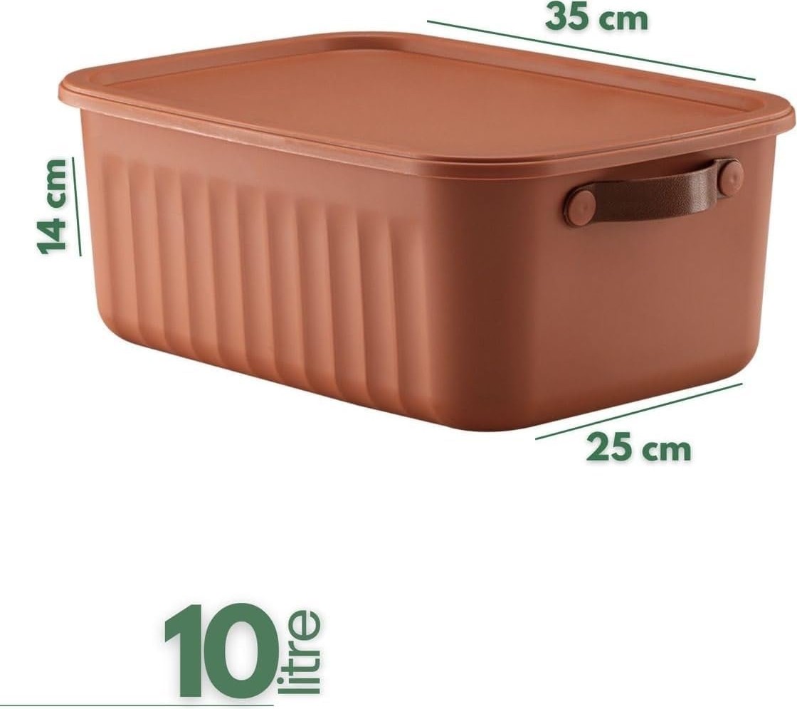 OEM 2'li Kapaklı Saklama Kutusu Seti 10 Litre– Turuncu-Taşınabilir Kulplu, Dolap Içi Düzenleyici, Çok Amaçlı Organizer Kutu, Oyuncak & Kıyafet Kutusu görsel 2
