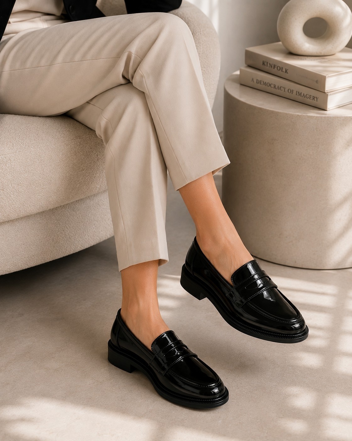 Zenora Shoes Kadın Loafer Makosen Casual Günlük Ayakkabı Şık ve Rahat Rugan Siyah Ayakkabı görsel 5
