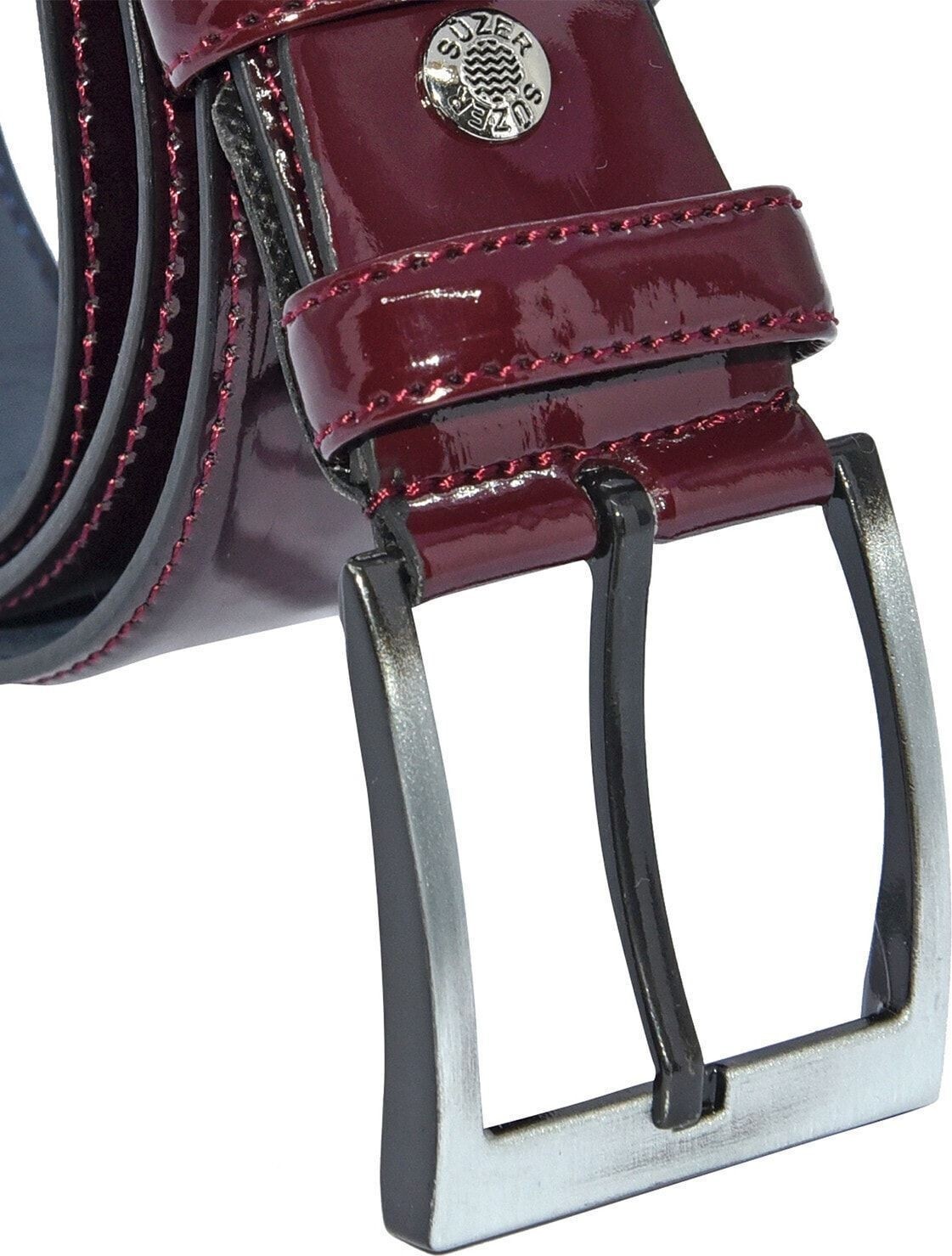 Süzer Deri * 4 Cm. Klasik Suni Deri Rugan Kemer Bordo görsel 2