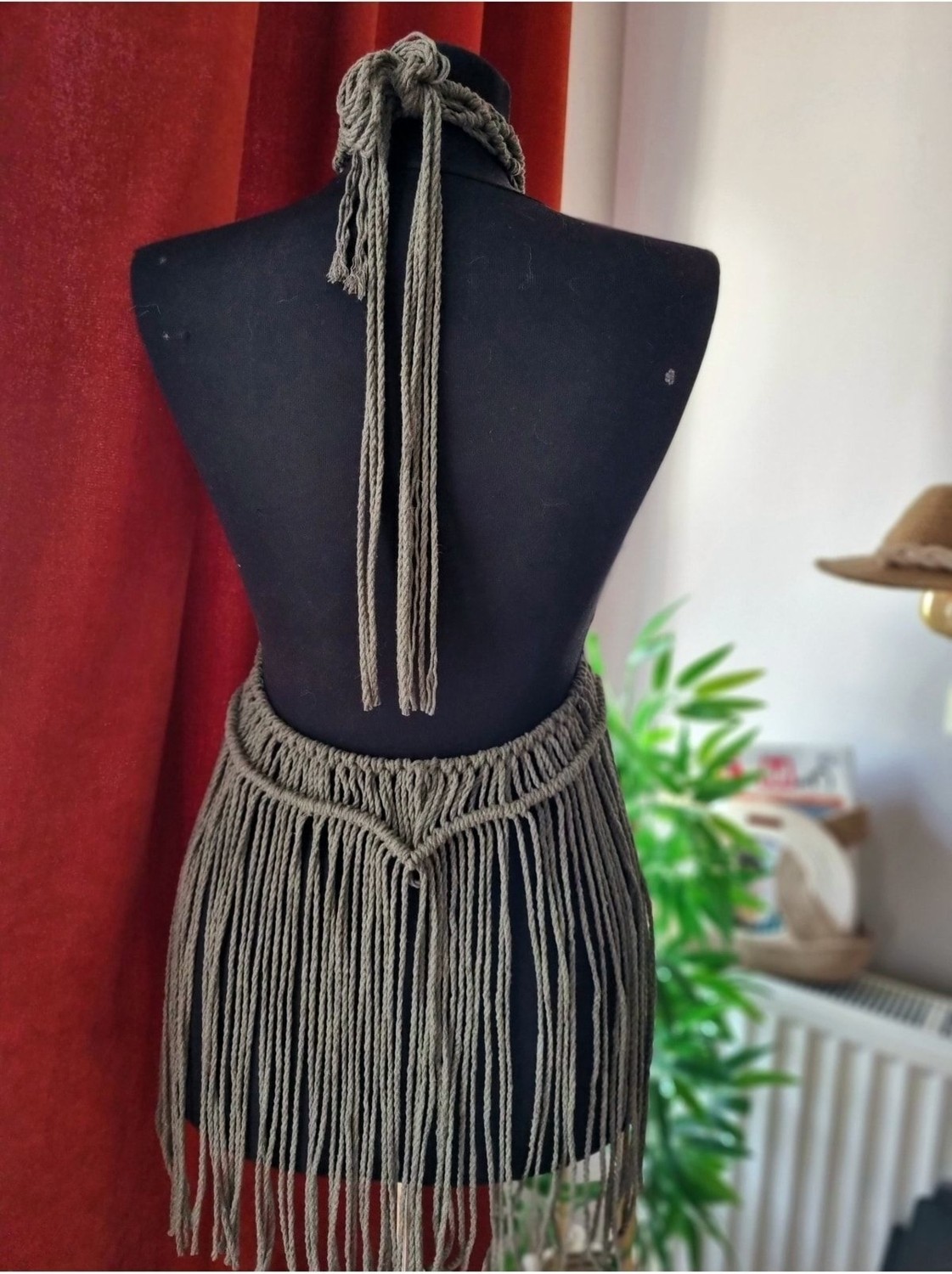Zuviel Deco Haki Makrome Plaj Elbisesi Haki / Standart görsel 3