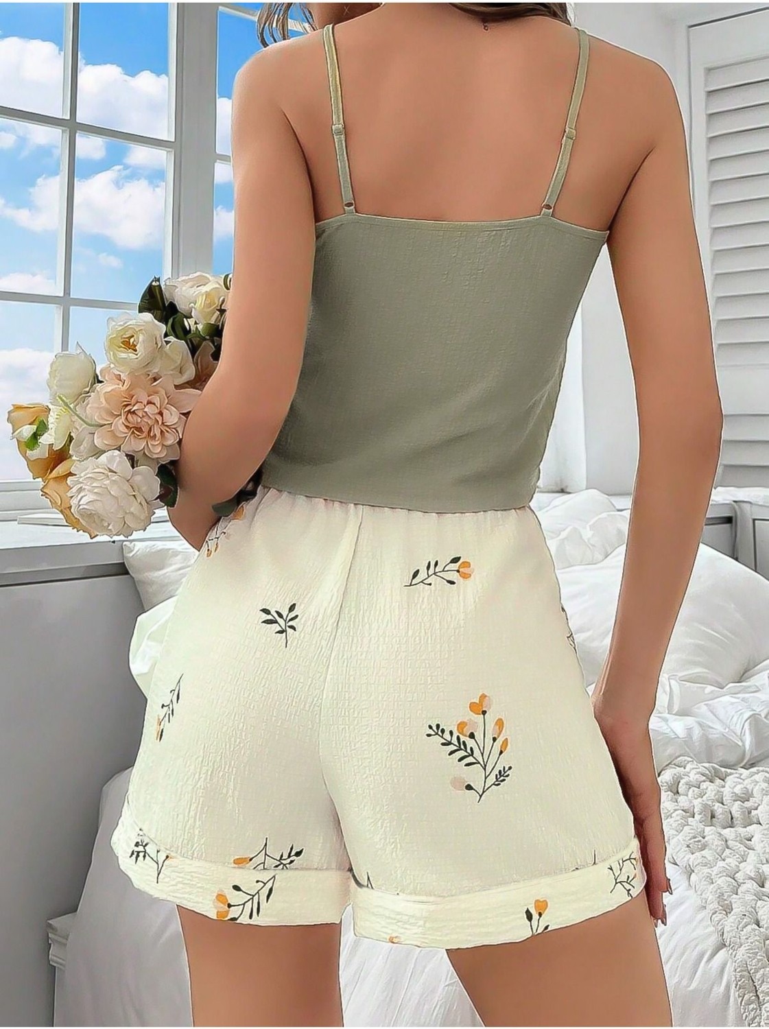Bella Notte Kadın Ip Askılı Şortlu Yazlık Pijama Takımı görsel 7