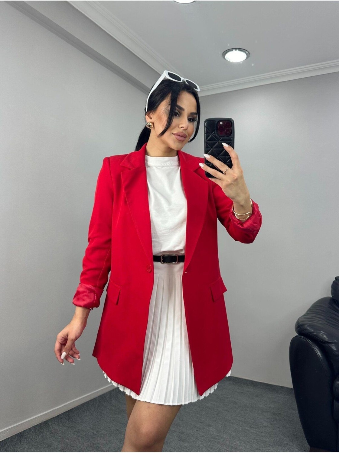 Suxircnhtmts Kadın Tek Düğmeli Blazer Ceket görsel 4