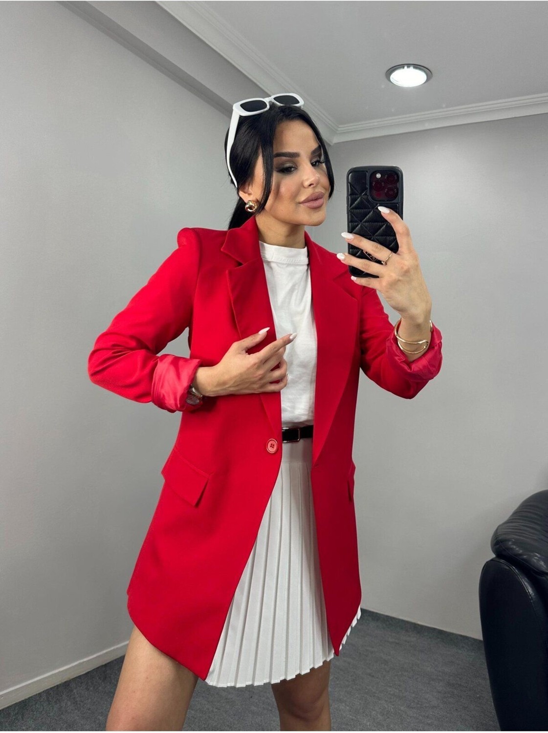 Suxircnhtmts Kadın Tek Düğmeli Blazer Ceket görsel 5