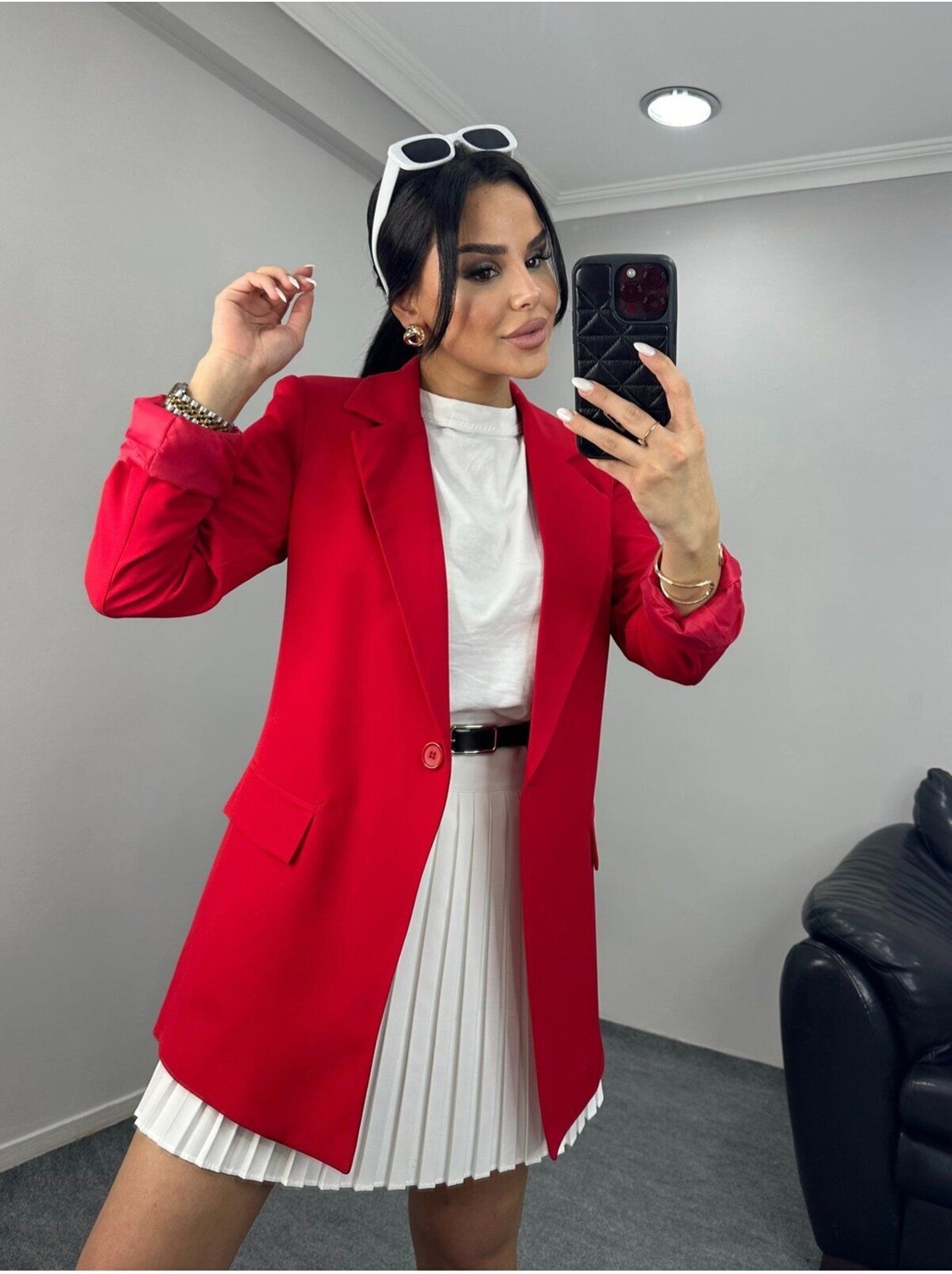 Suxircnhtmts Kadın Tek Düğmeli Blazer Ceket görsel 6