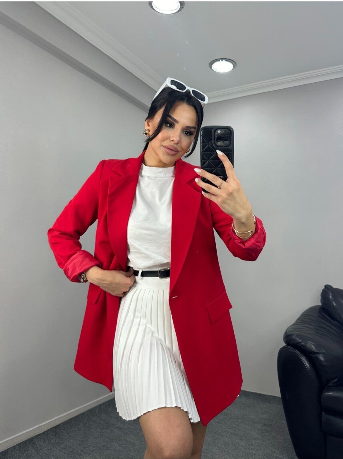 Suxircnhtmts Kadın Tek Düğmeli Blazer Ceket görsel 7