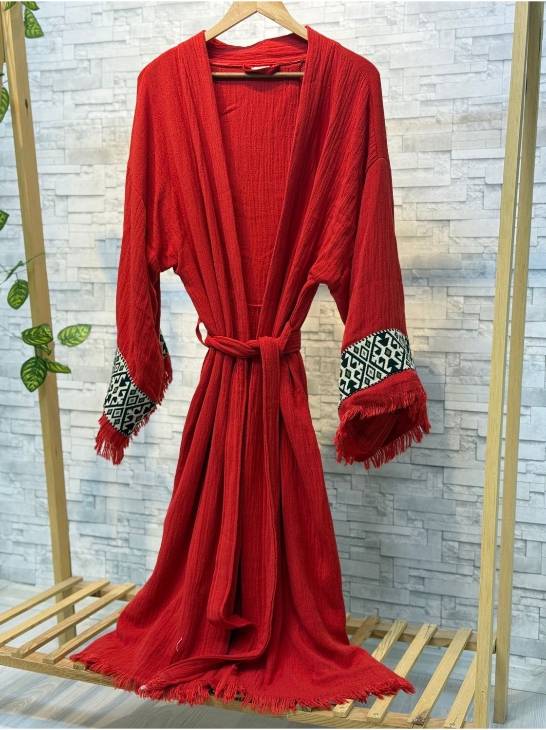 Befera Design Sultan Müslin Kimono %100 Pamuklu Bornoz Kaftan Sabahlık görsel 2