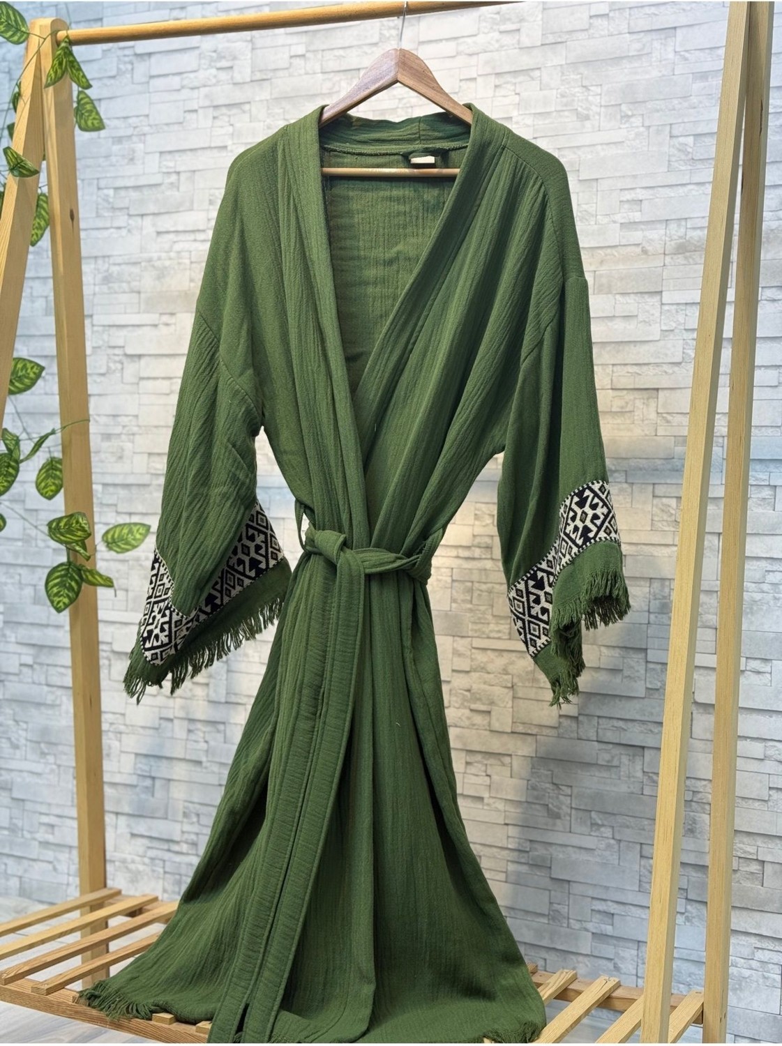 Befera Design Sultan Müslin Kimono %100 Pamuklu Bornoz Kaftan Sabahlık görsel 2