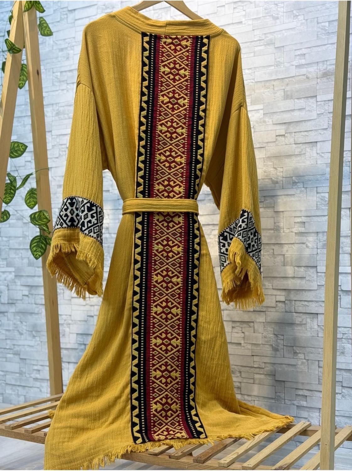 Befera Design Sultan Müslin Kimono %100 Pamuklu Bornoz Kaftan Sabahlık görsel 6