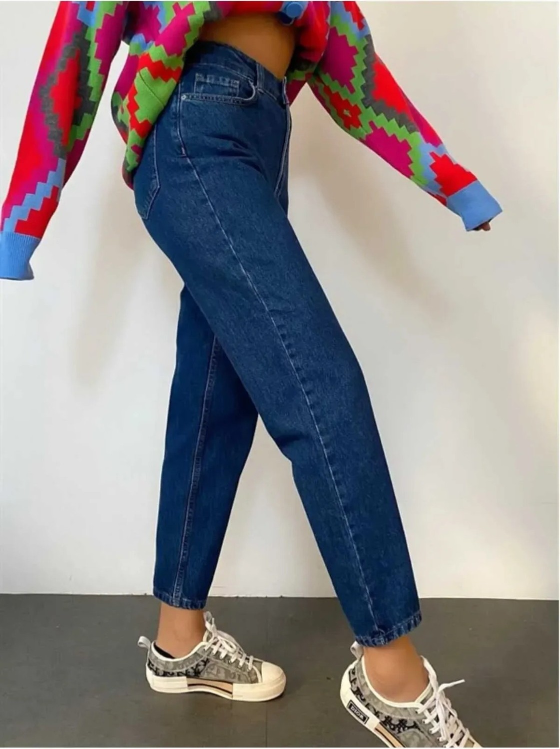Bees Jeans Mavi Yüksek Bel Yumuşak Dokunuşlu Rahat Kesim Mom Jeans görsel 2