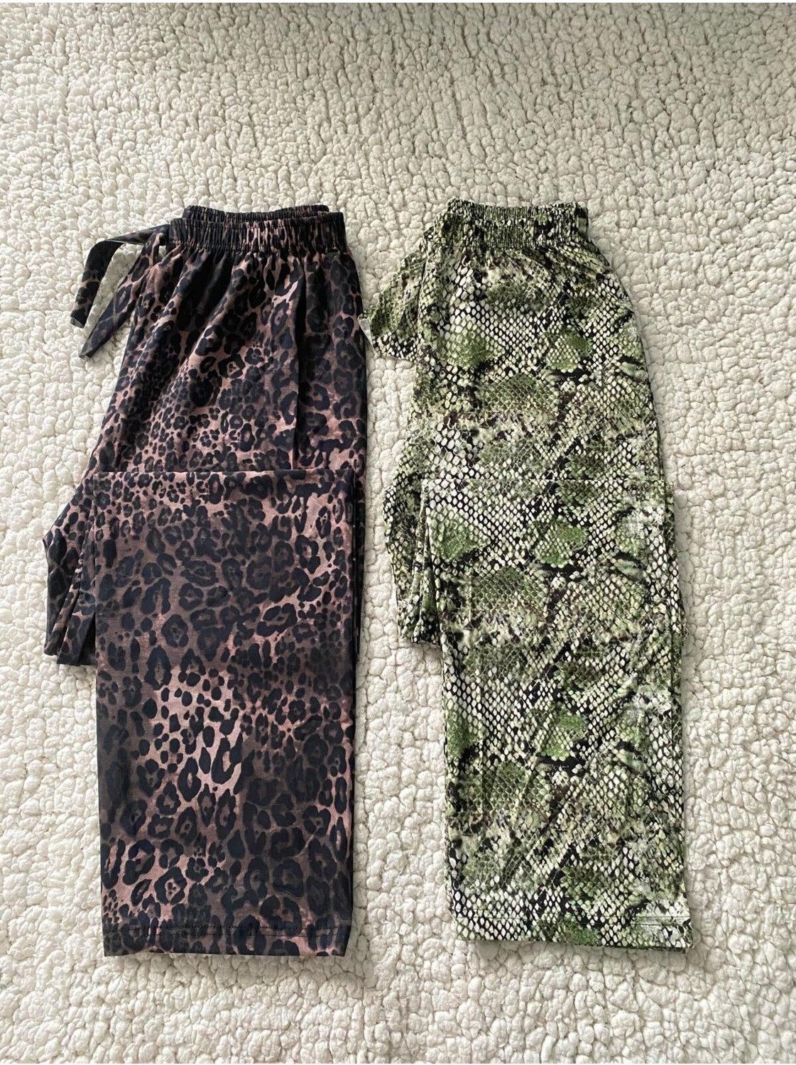Düven Yılan Derisi & Leopard Desenli Kadın Tek Alt Pijama - 2 Adet Kadın Pijama Altı