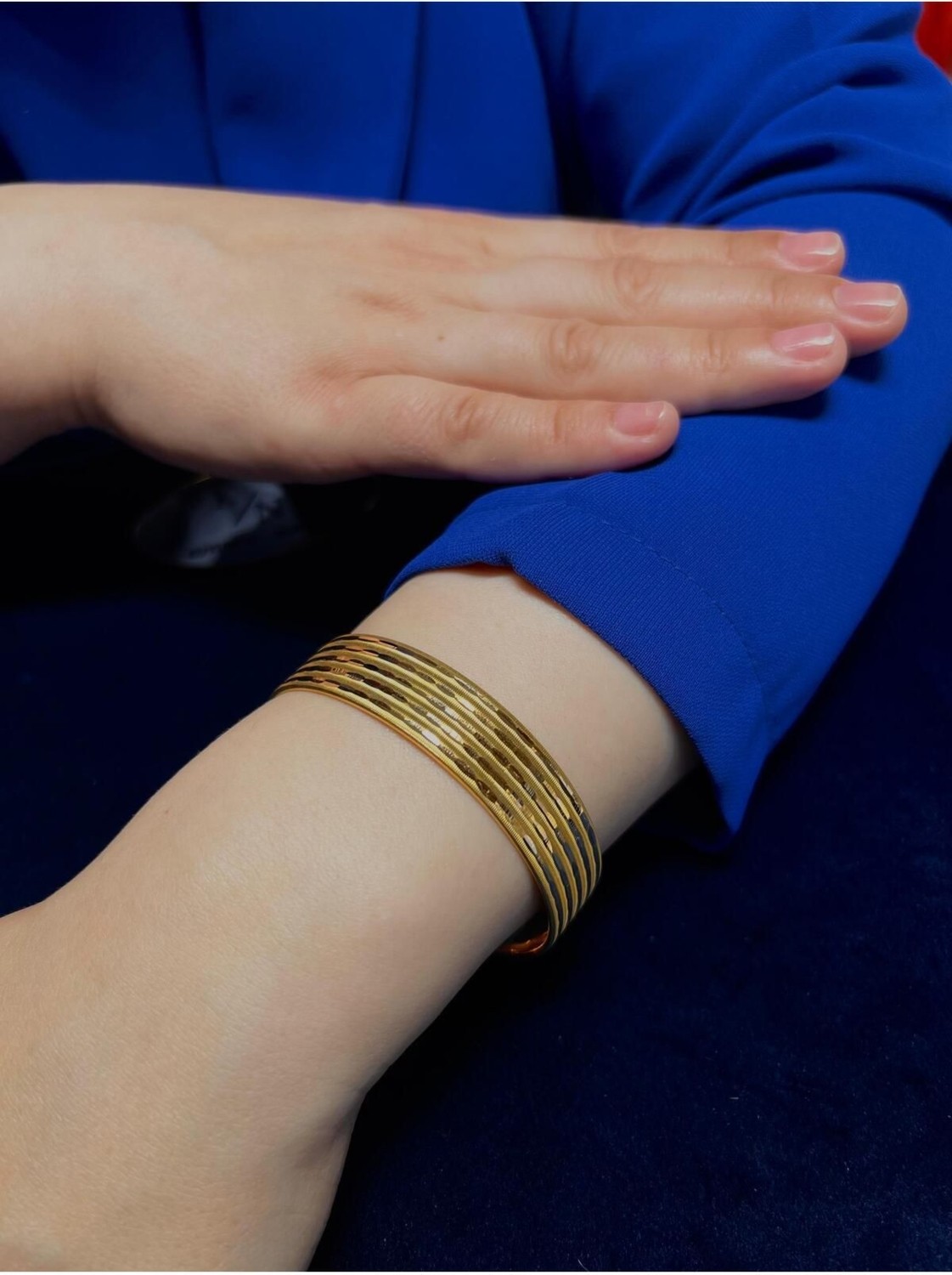 Kuyumcu Nurettin 17 gr (Gram) Yatırımlık Işçiliksiz Oluklu Ajda Desenli Şarnel Bilezik 22 Ayar Altın