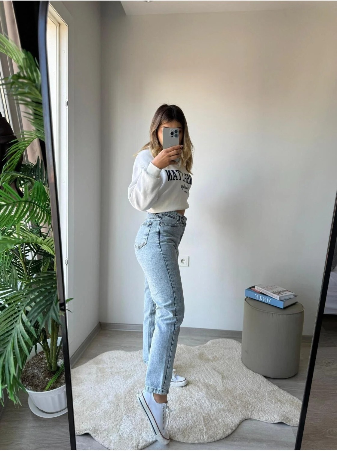 Bees Jeans Mavi Yüksek Bel Yumuşak Dokunuşlu Rahat Kesim Mom Jeans görsel 5